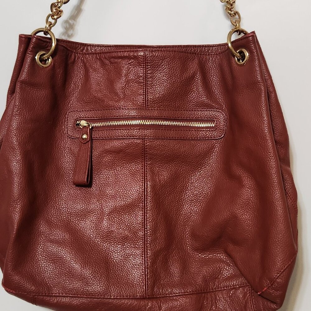 Vintage Cuore & Pelle Orange Red Pebbled Leather Shoulder Hobo Bag Purse
